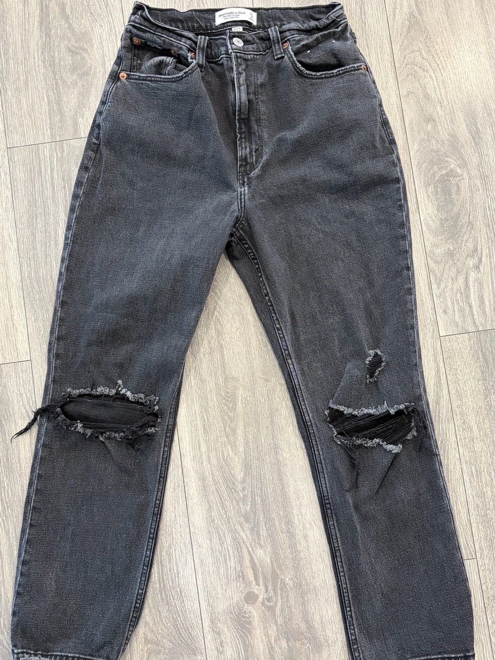 Abercrombie & Fitch High Rise Distressed Black Jeans